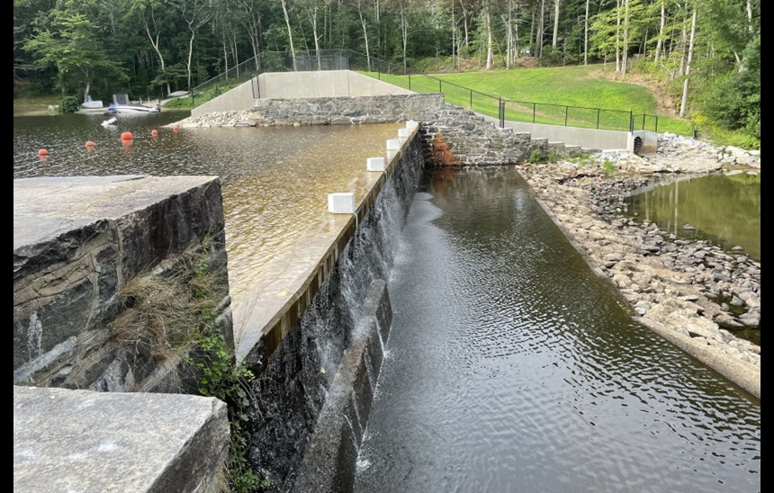 Overview of Pachaug Pond Dam